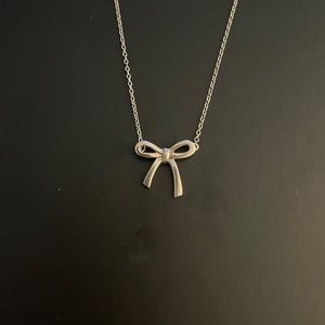 Tiffany & Co Tiffany Bow Necklace 16 inch Silver chain.